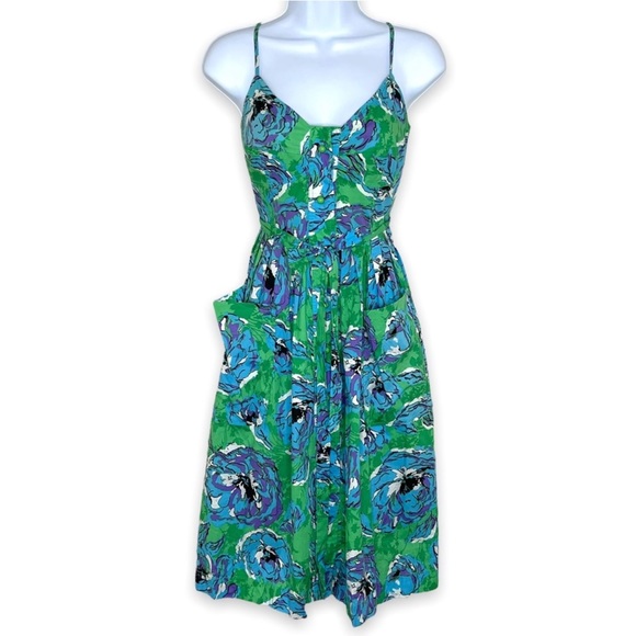 Anthropologie Plenty by Tracy Reese Green Kirby Floral Dress Size 12 - Picture 8 of 16